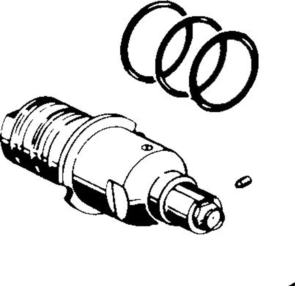 Thermostatkartusche von HANSA mit drei Dichtungsringen und einem separaten O-Ring, abgebildet in einer technischen Zeichnung zur Veranschaulichung der Teile.